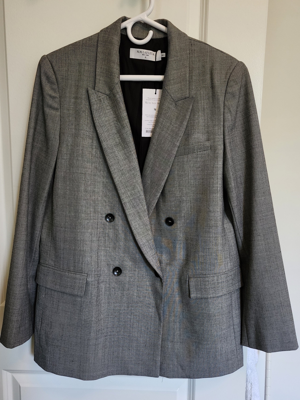 NWT MM Lafleur Hara Sharkskin Double-Breasted Blazer